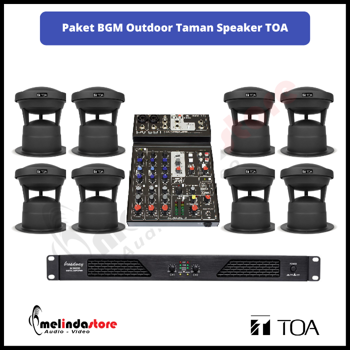 Paket Background Music Outdoor Speaker Taman TOA - 8 Speaker
